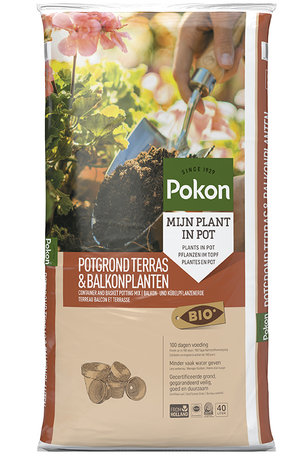 Pokon Bio Terras & Balkon Planten Potgrond  - 24 zakken van 40 liter